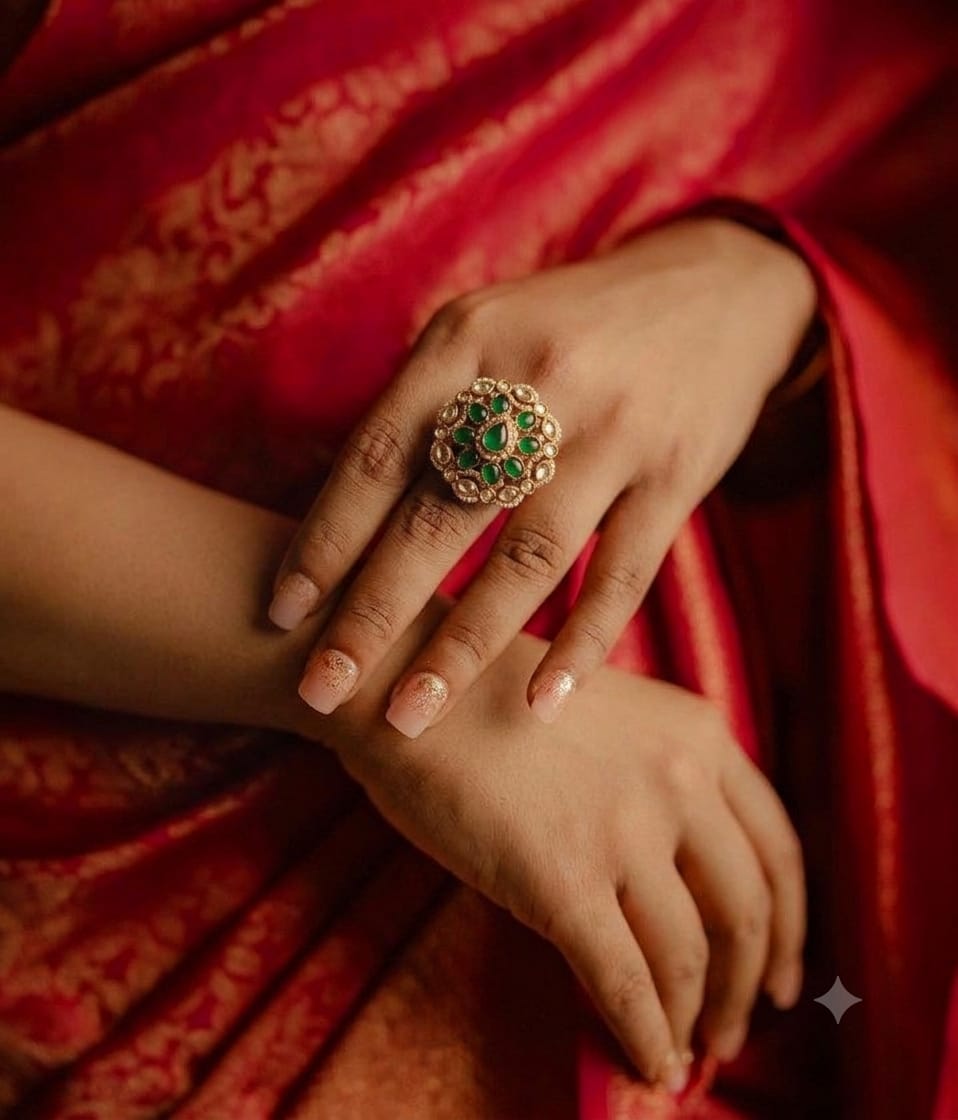 Emerald Green Flower Ring